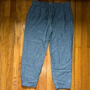 J. Crew Blue Linen Pants with Tapered Legs